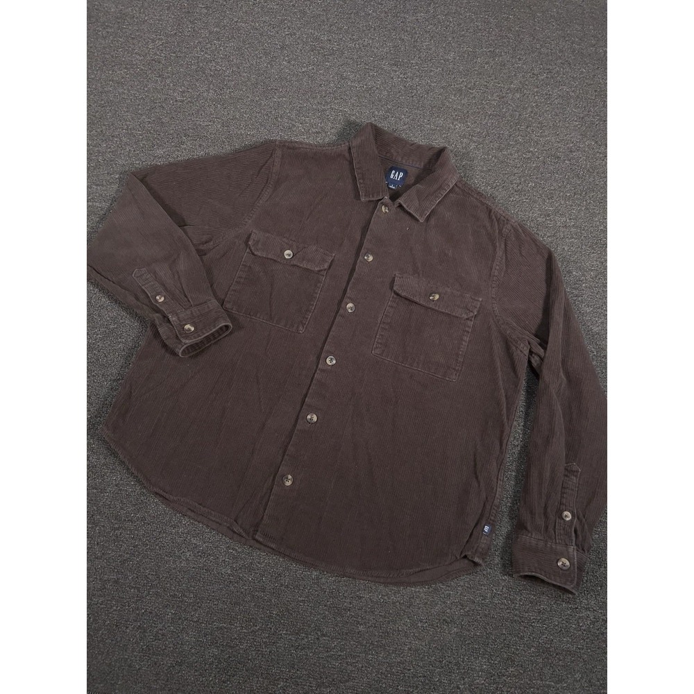Gap Corduroy Shirt Jacket Shacket Men Large Brown Button Up Chore Work